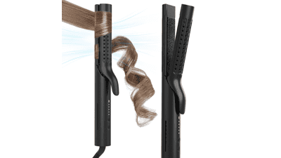 TYMO Airflow Curling Iron - Flat Iron Hair Straightener and Curler 2 in 1, Ionic Ceramic Hair Waver for Short Hair, Lightweight & Dual Voltage for Travel, Anti-Scald