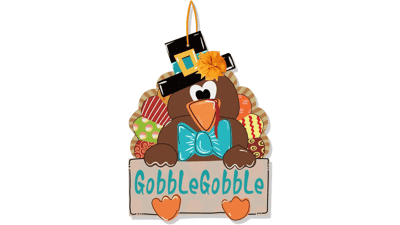 Thanksgiving Door Decorations - Turkey Door Hanger - Gobble Gobble Sign - Thanksgiving Party Decor