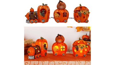 Thanksgiving Lighted Pumpkin Train Decorations - Table Decor, Party Favors, Centerpieces
