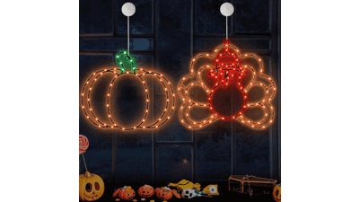 Thanksgiving Window Lights Decorations - Pumpkin Turkey Window Lights - Battery Operated - Indoor Window Hanging Lights