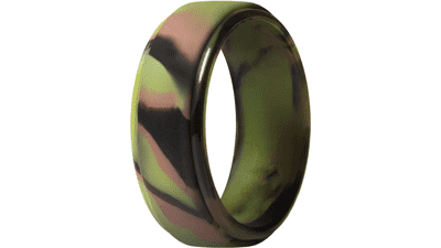 ThunderFit Men's Silicone Wedding Band - Step Edge Rubber Ring, 10mm Wide, 2.5mm Thick