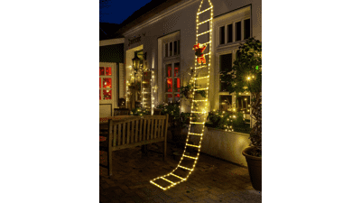 Toodour LED Christmas Lights - 10ft Decorative Ladder Lights with Santa Claus, Indoor Outdoor Xmas Decor (Warm White)