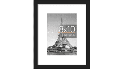 Upsimples 8x10 Picture Frame - Display Pictures 5x7 with or without Mat - Wall Hanging Photo Frame - Black