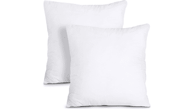 Utopia Bedding Throw Pillows Insert - Pack of 2, White - 18 x 18 Inches - Indoor Decorative Pillows
