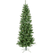 Vickerman 6.5' Salem Pencil Pine Christmas Tree - Multi-Colored LED Lights - Faux Seasonal Home Decor