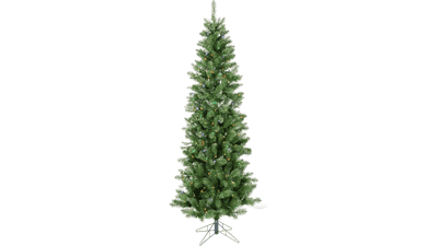 Vickerman 6.5' Salem Pencil Pine Christmas Tree - Multi-Colored LED Lights - Faux Seasonal Home Decor