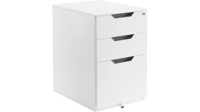 White Mobile File Cabinet With Lock - 3 Drawer - Amazon Basics