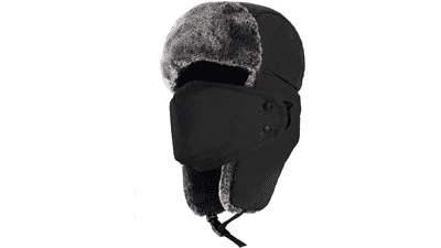 Winter Trapper Hat with Ear Flap and Chin Strap - Windproof Mask - 22-24″ - Hats for Women and Men
