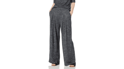 Women's Cozy Knit Oversized Pleated Wide-Leg Pant