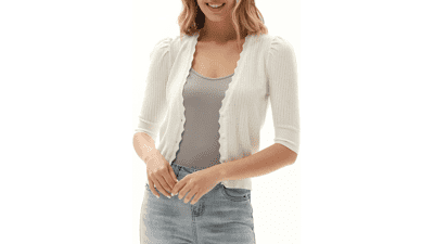 Women's Cropped Cardigan Knit Shrug for Dresses and Tops - Lightweight and Soft