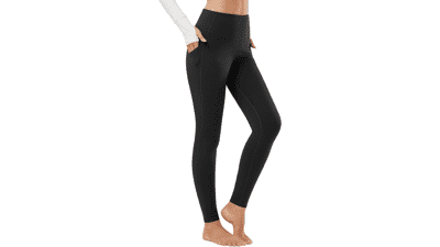 Women's Fleece Lined Leggings - Thermal Warm Winter Tights - High Waisted Yoga Pants with Pockets