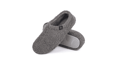 Women's Fuzzy Curly Fur Memory Foam Loafer Slippers with Polar Fleece Lining