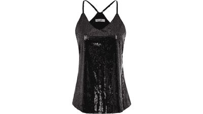 Women's Sparkle Shimmer Camisole Vest Sequin Tank Tops