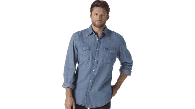 Wrangler Men's Cowboy Cut Western Long Sleeve Snap Work Shirt