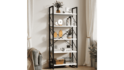 YITAHOME 5 Tiers Bookshelf - Classically Modern Book Rack for Living Room, Home, Office - White