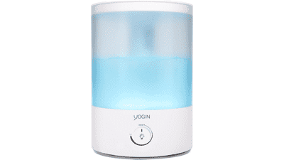 YOGIN Bedroom Humidifier - Large Room, Top Fill, 2.5L Ultrasonic Cool Mist - Baby Nursery and Plants - 24 Hours Operation - Auto Shut Off - 24dB Quiet - Night Light