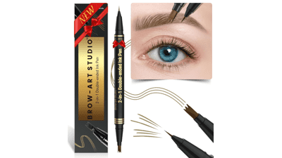 iMethod Microblading Eyebrow Pencil - 2-in-1 Dual-Ended Eyebrow Pen with Micro-Fork-Tip Applicator & Brush-Tip - Natural-Looking Brows, All Day Stay, Light Brown