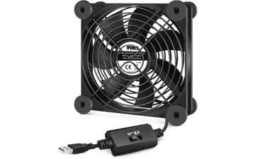 iPower 120mm Silent USB Plant Ventilation Fan with Speed Controller - Hydroponics Grow Tent, Greenhouse Air Circulation - Single, Black