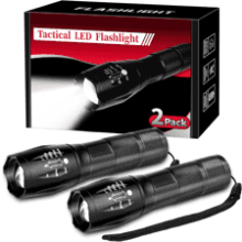 2 Pack Tactical Flashlights Torch, 3000 Lumens Waterproof Handheld Flashlight
