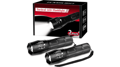 2 Pack Tactical Flashlights Torch, 3000 Lumens Waterproof Handheld Flashlight