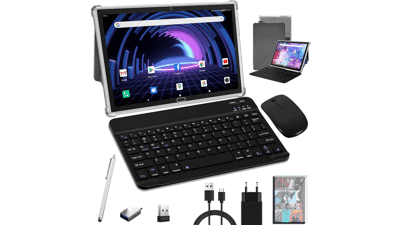 2023 Newest 10.1 inch Android 2 in 1 Tablet with Keyboard