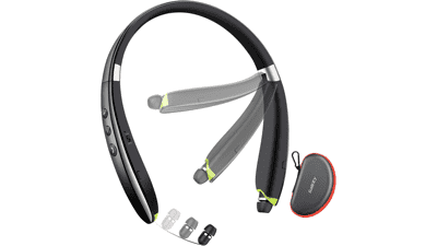 2023 Upgraded Neckband Bluetooth Headphones with Retractable Earbuds