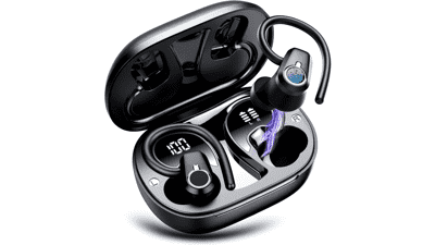 2023 Wireless Earbuds with Earhooks, Deep Bass Stereo Noise Cancelling, IP7 Waterproof
