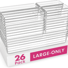 26 Pack Large Clear Plastic Drawer Organizer Trays