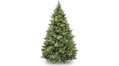 7 ft Pre-lit Artificial Christmas Tree with White Lights and Cones
