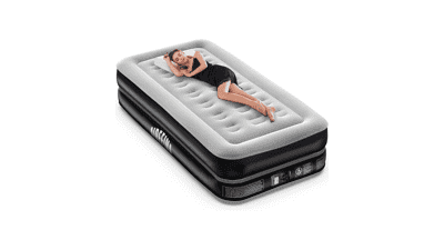 Airefina Deluxe Twin Air Mattress with Built-in Pump, Double-High Inflatable Bed