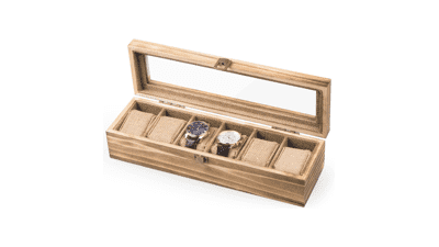 Alsonerbay 6 Slot Watch Box Organizer, Lockable Wooden Holder