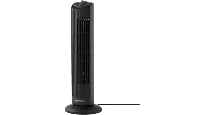 Amazon Basics 3 Speed Oscillating Tower Fan, 28 Inch, Black