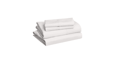 Amazon Basics 4 Piece Lightweight Microfiber Bed Sheet Set - Queen, Cream