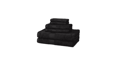 Amazon Basics 6-Piece Black Cotton Towel Set