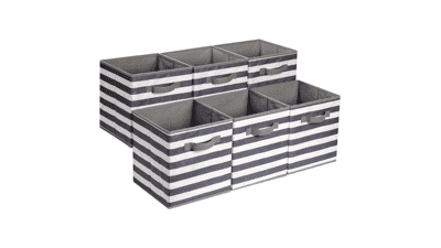 Amazon Basics Collapsible Fabric Storage Cube Organizer, 10.5 x 10.5 x 11 Inch, Pack of 6