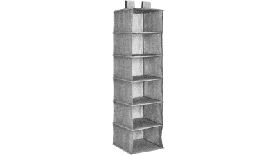 Amazon Basics Hanging Closet Shelf 6 Tier, Heather Grey