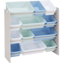 Amazon Basics Kids Toy Storage Organizer with 12 Plastic Bins