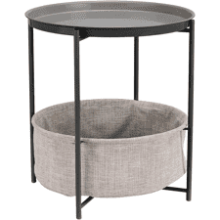 Amazon Basics Round Storage End Table with Cloth Basket