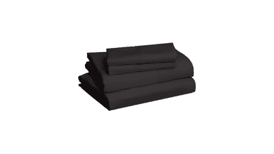 Amazon Basics Soft Microfiber 4-Piece Queen Bed Sheet Set, Black