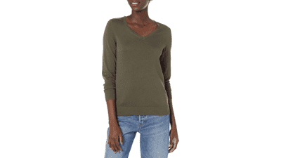 Amazon Essentials Women's Classic-Fit Long-Sleeve V-Neck Sweater