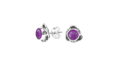 Amethyst Stone Stud Earrings - 925 Sterling Silver Gemstone Jewelry for Women