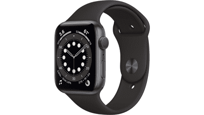 Apple Watch Series 6 - GPS, 44mm, Space Gray Aluminum Case, Black Sport Band (Renewed)