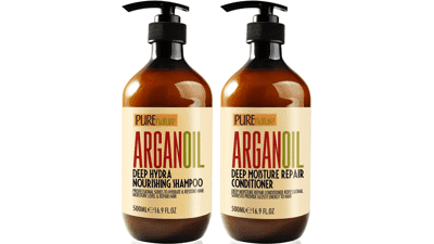 Argan Oil Shampoo and Conditioner Set - Moisturizing Moroccan Care with Keratin