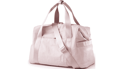BAGSMART Gym Bag for Women, Weekender Overnight Bag, Travel Duffel with Trolley Sleeve, Pink-30L