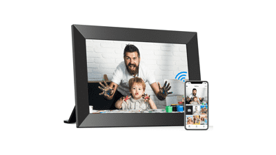 BIGASUO 10.1 Inch WiFi Digital Picture Frame, IPS HD Touch Screen Photo Frames with 16GB Memory, Wall Mountable