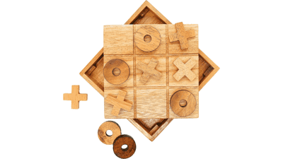 BSIRI Wooden Tic Tac Toe-Coffee Table Decor, Brain Teaser Puzzles