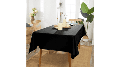 Black Square Tablecloth 60 x 60 Inch Stain & Water Resistant Fabric for Dining Table Buffet Parties