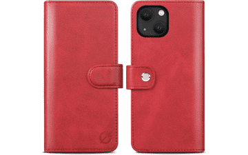CIVICASE iPhone 13 Wallet Case - Leather Flip RFID Blocking Credit Card Holder - Magnetic Stand - Shockproof Cover - A-Dark Red