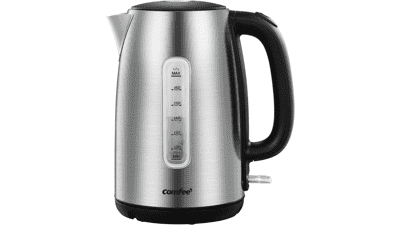 COMFEE' Stainless Steel Electric Kettle - Fast Boil, LED Light, Auto Shut-Off, Boil-Dry Protection - 1.7 Liter