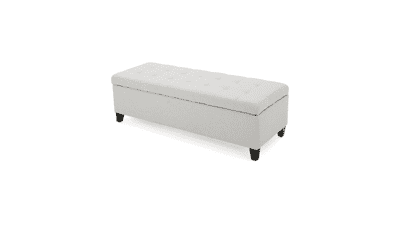 Christopher Knight Home Mission Fabric Storage Ottoman Light Grey